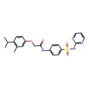 2-(3-methyl-4-propan-2-ylphenoxy)-N-[4-(pyrimidin-2-ylsulfamoyl)phenyl]acetamide structure