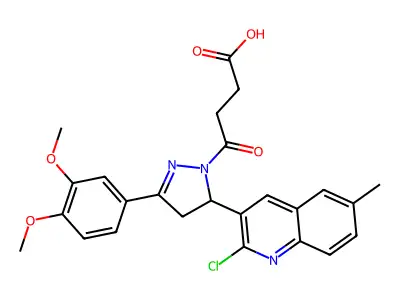 4-(5-(2-chloro-6-methylquinolin-3-yl)-3-(3,4-dimethoxyphenyl)-4,5-dihydro-1H-pyrazol-1-yl)-4-oxobutanoic acid structure