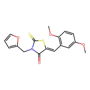 (5Z)-5-(2,5-dimethoxybenzylidene)-3-(furan-2-ylmethyl)-2-thioxo-1,3-thiazolidin-4-one structure