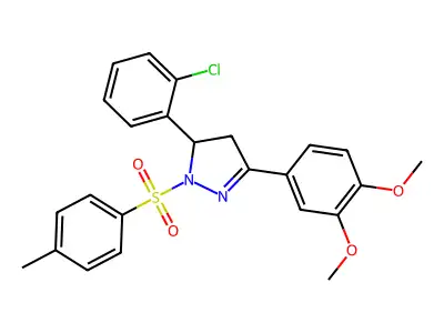 5-(2-chlorophenyl)-3-(3,4-dimethoxyphenyl)-1-tosyl-4,5-dihydro-1H-pyrazole structure