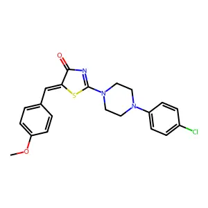 (5E)-2-[4-(4-chlorophenyl)piperazin-1-yl]-5-(4-methoxybenzylidene)-1,3-thiazol-4(5H)-one structure