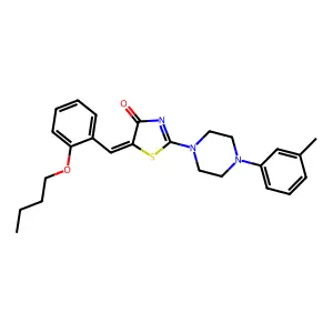 (5E)-5-(2-butoxybenzylidene)-2-[4-(3-methylphenyl)piperazin-1-yl]-1,3-thiazol-4(5H)-one structure