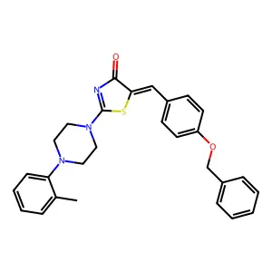 (5E)-5-[4-(benzyloxy)benzylidene]-2-[4-(2-methylphenyl)piperazin-1-yl]-1,3-thiazol-4(5H)-one structure