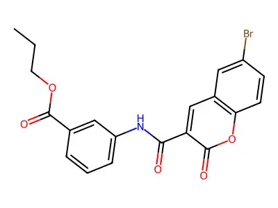 propyl 3-{[(6-bromo-2-oxo-2H-chromen-3-yl)carbonyl]amino}benzoate structure