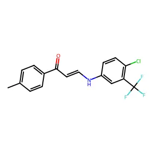 (E)-3-[4-chloro-3-(trifluoromethyl)anilino]-1-(4-methylphenyl)prop-2-en-1-one structure