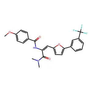 N-[(1Z)-3-(dimethylamino)-3-oxo-1-{5-[3-(trifluoromethyl)phenyl]furan-2-yl}prop-1-en-2-yl]-4-methoxybenzamide structure