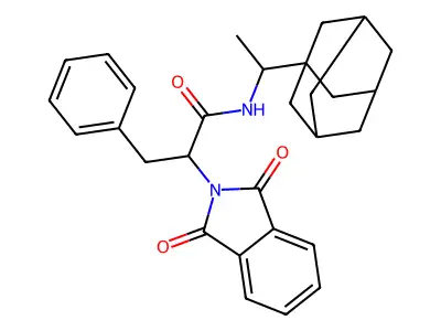 N-[1-(1-adamantyl)ethyl]-2-(1,3-dioxoisoindol-2-yl)-3-phenylpropanamide structure