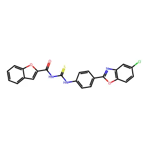 N-[[4-(5-chloro-1,3-benzoxazol-2-yl)phenyl]carbamothioyl]-1-benzofuran-2-carboxamide structure