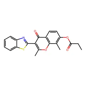 3-(1,3-benzothiazol-2-yl)-2,8-dimethyl-4-oxo-4H-chromen-7-yl propanoate structure