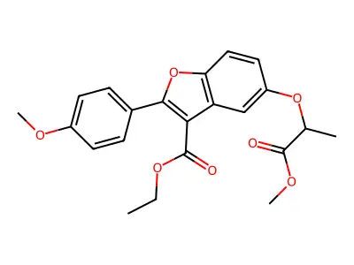 ethyl 5-((1-methoxy-1-oxopropan-2-yl)oxy)-2-(4-methoxyphenyl)benzofuran-3-carboxylate structure