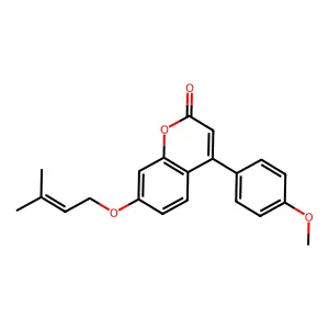 4-(4-methoxyphenyl)-7-[(3-methyl-2-butenyl)oxy]-2H-chromen-2-one structure