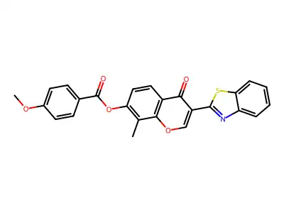 3-(benzo[d]thiazol-2-yl)-8-methyl-4-oxo-4H-chromen-7-yl 4-methoxybenzoate structure