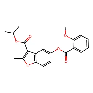 Isopropyl 5-((2-methoxybenzoyl)oxy)-2-methylbenzofuran-3-carboxylate structure