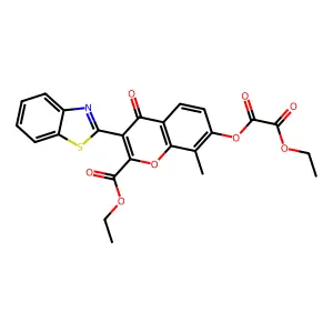 2-O-[3-(1,3-benzothiazol-2-yl)-2-ethoxycarbonyl-8-methyl-4-oxochromen-7-yl] 1-O-ethyl oxalate structure