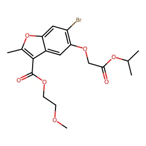 2-methoxyethyl 6-bromo-5-(2-isopropoxy-2-oxoethoxy)-2-methylbenzofuran-3-carboxylate structure
