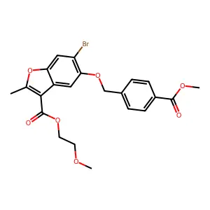 2-methoxyethyl 6-bromo-5-[(4-methoxycarbonylphenyl)methoxy]-2-methyl-1-benzofuran-3-carboxylate structure