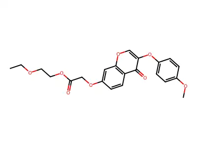 2-ethoxyethyl {[3-(4-methoxyphenoxy)-4-oxo-4H-chromen-7-yl]oxy}acetate structure