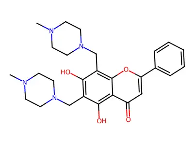 5,7-dihydroxy-6,8-bis((4-methylpiperazin-1-yl)methyl)-2-phenyl-4H-chromen-4-one structure