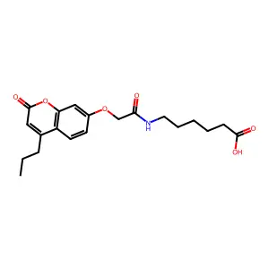 6-({[(2-oxo-4-propyl-2H-chromen-7-yl)oxy]acetyl}amino)hexanoic acid structure