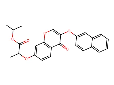 Methylethyl 2-(3-(2-naphthyloxy)-4-oxochromen-7-yloxy)propanoate structure