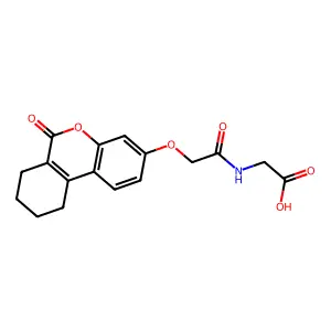 N-{[(6-oxo-7,8,9,10-tetrahydro-6H-benzo[c]chromen-3-yl)oxy]acetyl}glycine structure