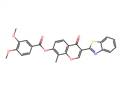 3-(benzo[d]thiazol-2-yl)-8-methyl-4-oxo-4H-chromen-7-yl 3,4-dimethoxybenzoate structure