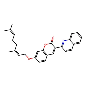 7-{[(2E)-3,7-dimethylocta-2,6-dien-1-yl]oxy}-3-(quinolin-2-yl)-2H-chromen-2-one structure