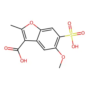 5-Methoxy-2-methyl-6-sulfo-1-benzofuran-3-carboxylic acid structure
