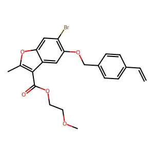 2-methoxyethyl 6-bromo-5-[(4-ethenylphenyl)methoxy]-2-methyl-1-benzofuran-3-carboxylate structure