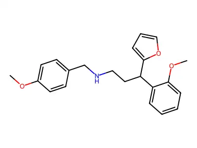3-(furan-2-yl)-3-(2-methoxyphenyl)-N-[(4-methoxyphenyl)methyl]propan-1-amine structure