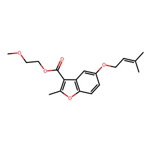 2-methoxyethyl 2-methyl-5-[(3-methylbut-2-en-1-yl)oxy]-1-benzofuran-3-carboxylate structure