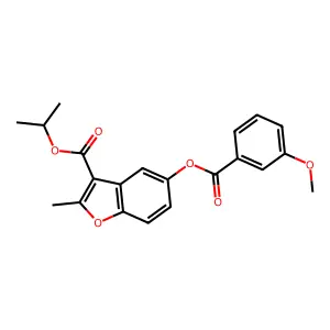 Isopropyl 5-((3-methoxybenzoyl)oxy)-2-methylbenzofuran-3-carboxylate structure