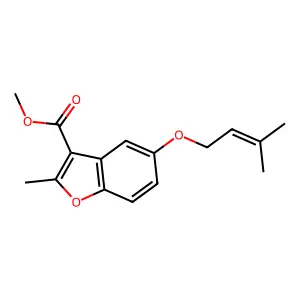 Methyl 2-methyl-5-[(3-methylbut-2-en-1-yl)oxy]-1-benzofuran-3-carboxylate structure