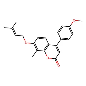4-(4-methoxyphenyl)-8-methyl-7-[(3-methyl-2-butenyl)oxy]-2H-chromen-2-one structure