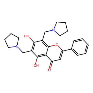 5,7-dihydroxy-2-phenyl-6,8-bis(pyrrolidin-1-ylmethyl)-4H-chromen-4-one structure