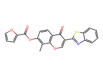 3-(benzo[d]thiazol-2-yl)-8-methyl-4-oxo-4H-chromen-7-yl furan-2-carboxylate structure
