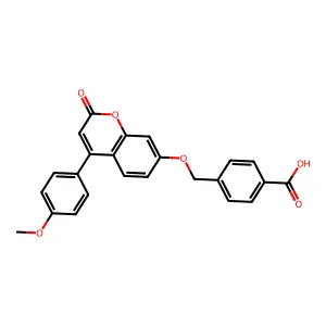 4-({[4-(4-methoxyphenyl)-2-oxo-2H-chromen-7-yl]oxy}methyl)benzoic acid structure