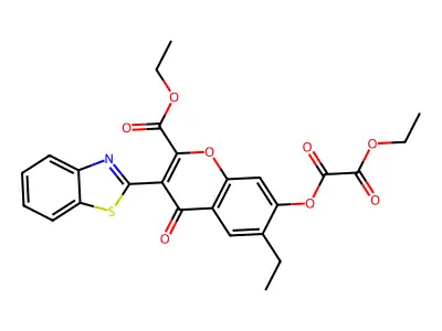 3-(benzo[d]thiazol-2-yl)-2-(ethoxycarbonyl)-6-ethyl-4-oxo-4H-chromen-7-yl ethyl oxalate structure