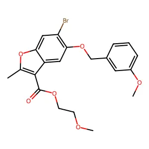 2-methoxyethyl 6-bromo-5-((3-methoxybenzyl)oxy)-2-methylbenzofuran-3-carboxylate structure
