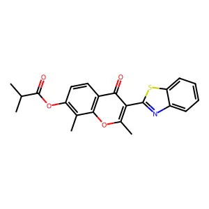 3-(1,3-benzothiazol-2-yl)-2,8-dimethyl-4-oxo-4H-chromen-7-yl 2-methylpropanoate structure