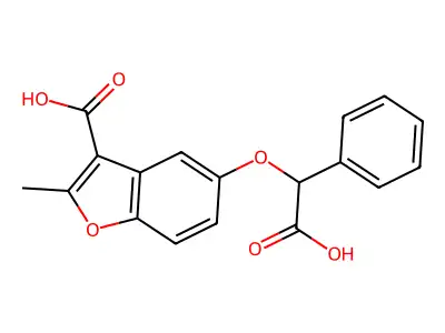 5-(Carboxy(phenyl)methoxy)-2-methylbenzofuran-3-carboxylic acid structure