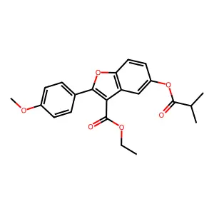 Ethyl 2-(4-methoxyphenyl)-5-[(2-methylpropanoyl)oxy]-1-benzofuran-3-carboxylate structure