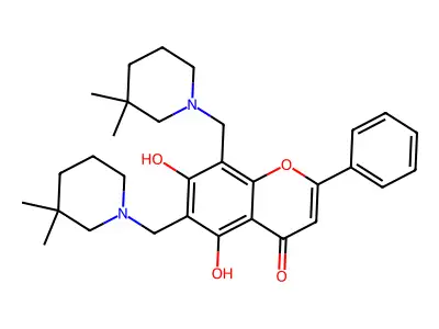 6,8-bis[(3,3-dimethylpiperidin-1-yl)methyl]-5,7-dihydroxy-2-phenyl-4H-chromen-4-one structure