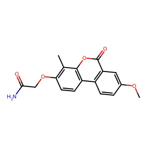 2-[(8-methoxy-4-methyl-6-oxo-6H-benzo[c]chromen-3-yl)oxy]acetamide structure