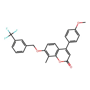 4-(4-methoxyphenyl)-8-methyl-7-{[3-(trifluoromethyl)benzyl]oxy}-2H-chromen-2-one structure
