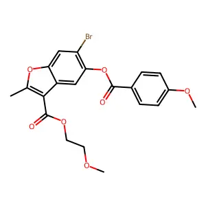2-methoxyethyl 6-bromo-5-((4-methoxybenzoyl)oxy)-2-methylbenzofuran-3-carboxylate structure