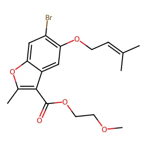 2-methoxyethyl 6-bromo-2-methyl-5-((3-methylbut-2-en-1-yl)oxy)benzofuran-3-carboxylate structure