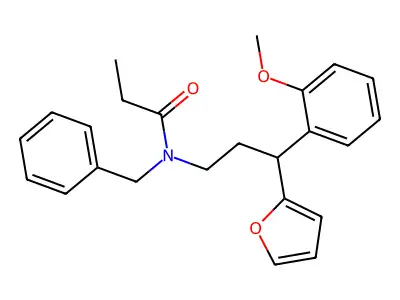 N-benzyl-N-[3-(furan-2-yl)-3-(2-methoxyphenyl)propyl]propanamide structure