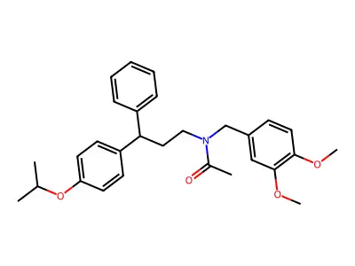 N-[(3,4-dimethoxyphenyl)methyl]-N-[3-phenyl-3-(4-propan-2-yloxyphenyl)propyl]acetamide structure