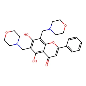 5,7-Dihydroxy-6,8-bis(morpholin-4-ylmethyl)-2-phenylchromen-4-one structure